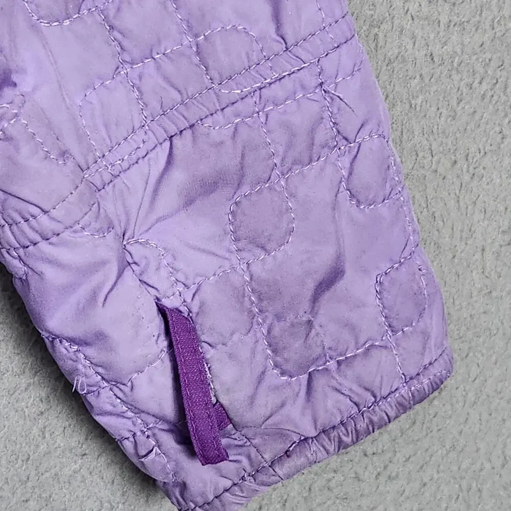 Columbia Jacket Youth 10/12 Purple Reversible Fleece Quilted Hooded Insulated